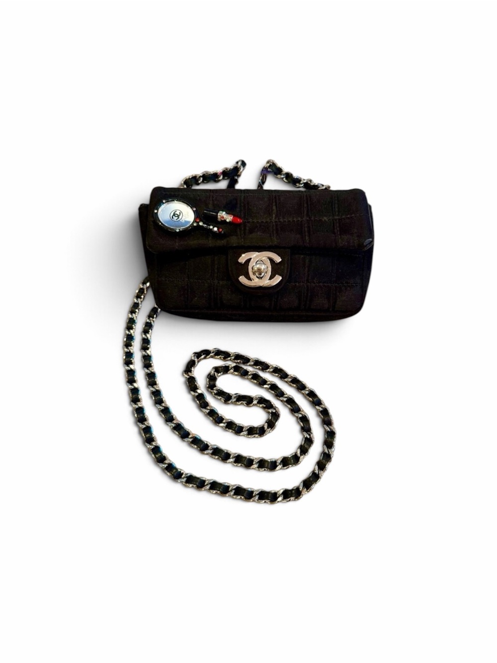 CHANEL Black Quilted Crossbody Bag with Silver CC
